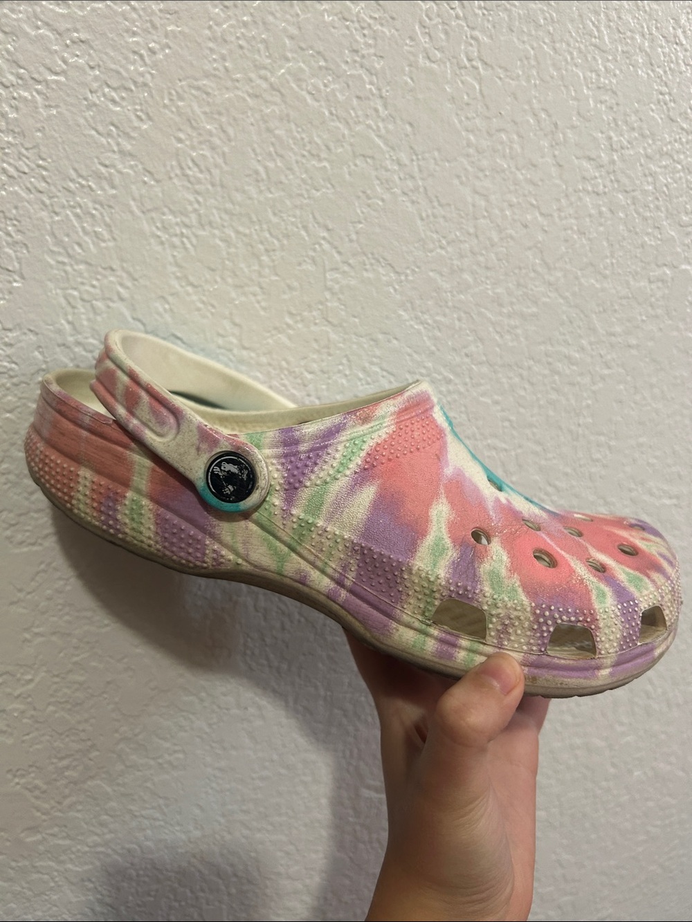 CROCS Women's Tie-Dye Pastel Slip-On Clog in Pink, Purple, Green